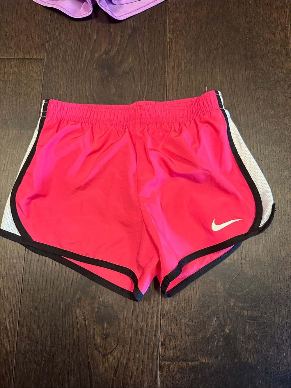 Nike Bright Pink Girls' Athletic Shorts with Black Trim